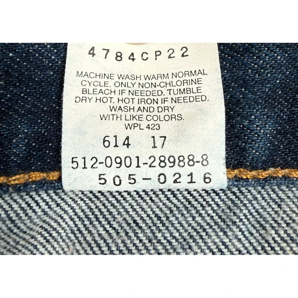 Vintage 2001 Levi's 505 Jeans 36x30 Made USA Y2K Dark Wash Denim